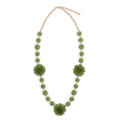 Green raffia flower necklace
