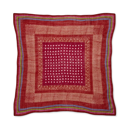 Red polka dot square wool scarf