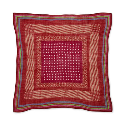 Red polka dot square wool scarf