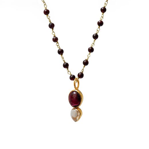 Garnet and citrine rosary necklace by Mirabelle