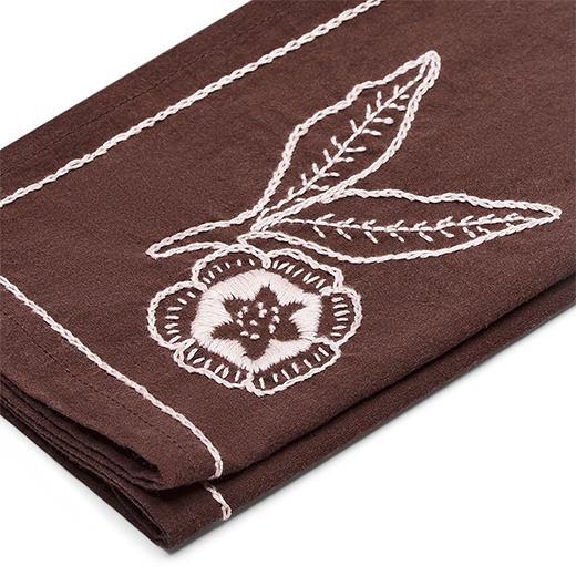 Chestnut brown embroidered cotton napkin