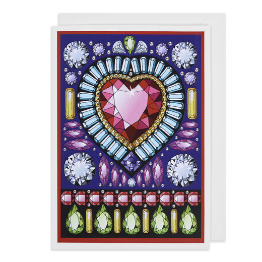 Bejewelled greetings card featuring a design by artist Cressida Bell.