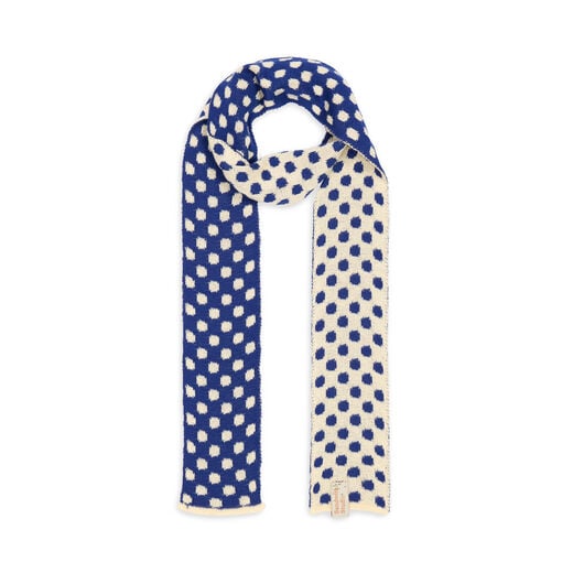 Blue and white dotty cotton scarf