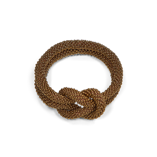 Golden knot bracelet with pote glass beads
