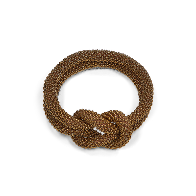 Antique gold glass bead knot bracelet