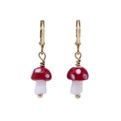 Red mushroom hoop earrings