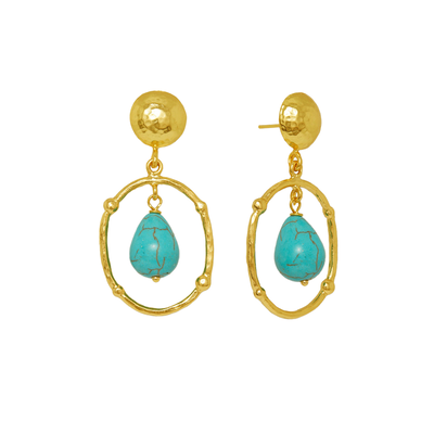 Turquoise loop stud earrings by Ottoman Hands