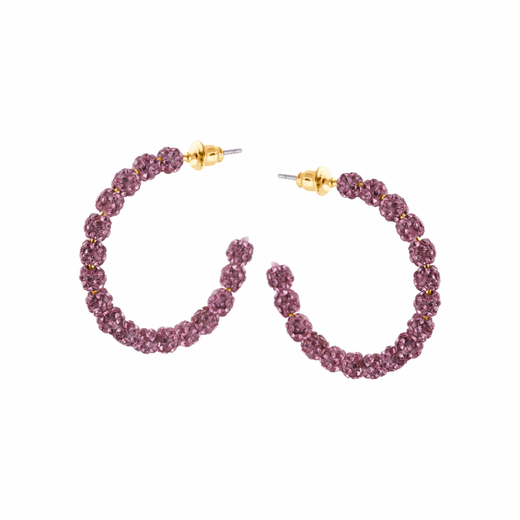 Pink disco beaded hoop earrings