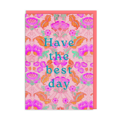 Purple neon florals greeting card