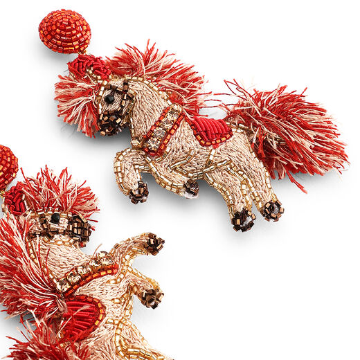 Horse beadwork earrings by Olivia Dar