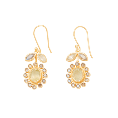 Prehnite and labradorite flower earrings by Carousel Jewels