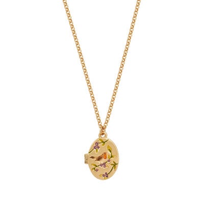 Robin and blackberry locket necklace by Fable England