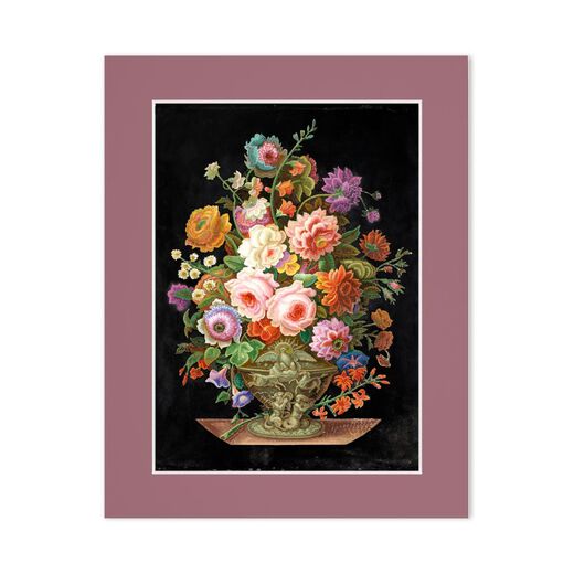 Micromosaic flower arrangement - 11 x 14" mounted print