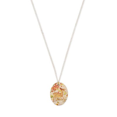 Woodland deer ceramic pendant necklace