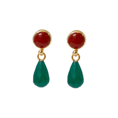 Red and green onyx stud earrings by Mirabelle