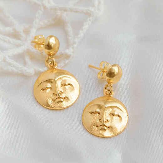 Moon face stud earrings by Ottoman Hands