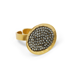 Black crystal ring by Fotini Liami