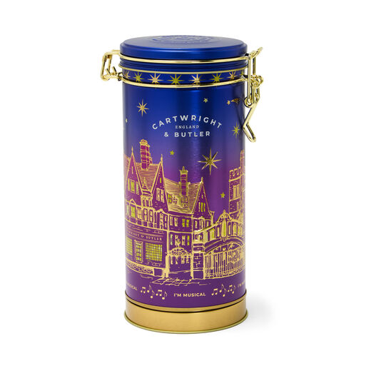 Musical tin with triple chocolate biscuits