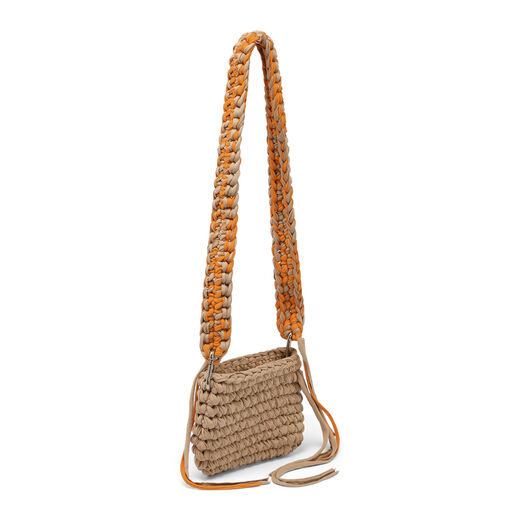 Tan crochet crossbody bag by Loopd Studio