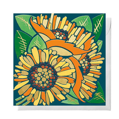 August H. Thomas sunflowers greetings card