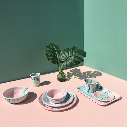 Marble enamel square plate by Bornn