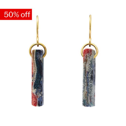 Long multicoloured Textile Conservation earrings by Re_considered