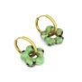 Green flower huggie earrings