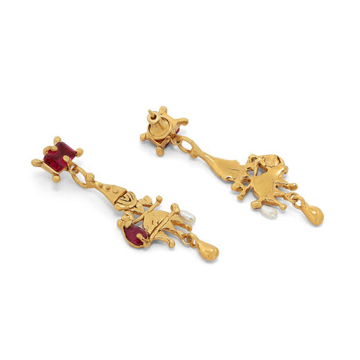 Ruby and pearl clown earrings by Ruby Jack