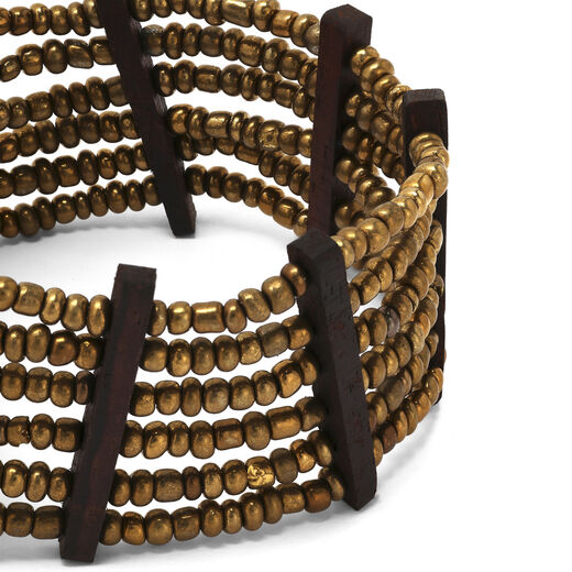 Coffee wood golden beaded bracelet