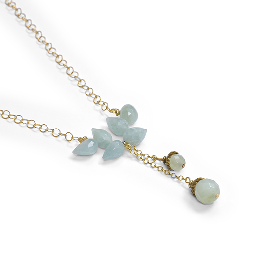 Aquamarine and jade necklace by Joli
