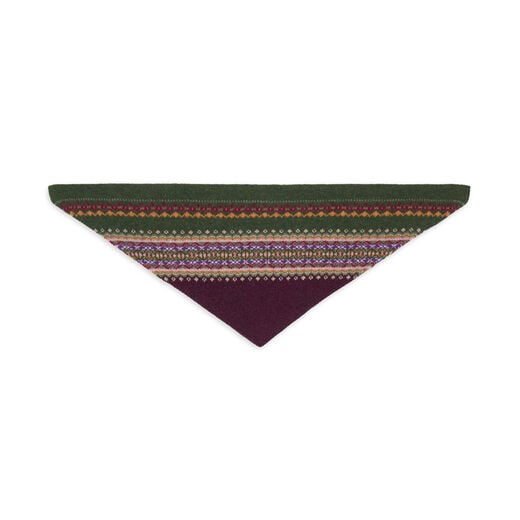 Green and purple wool neckerchief