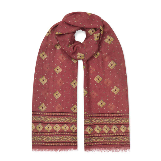 Diamond pattern wool blend scarf