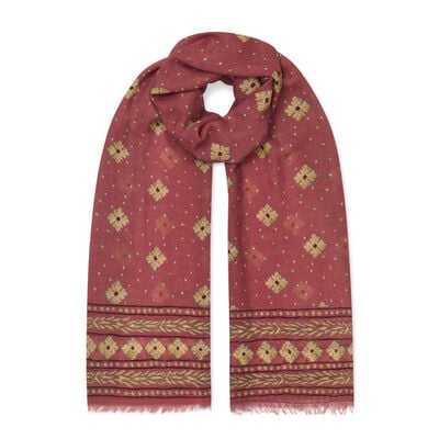 Diamond pattern wool blend scarf