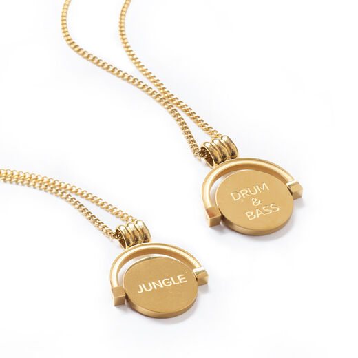 Jungle + Drum & Bass spinner necklace by Hoops & Chains