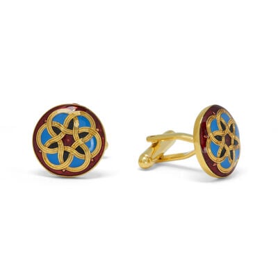 Owen Jones red and blue geometric enamel cufflinks by Azga