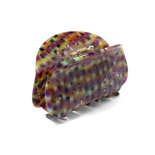 Multicoloured checkered hair claw