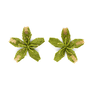 Green beaded flower earrings