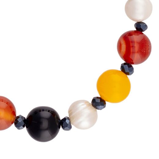 Multicoloured beads and freshwater pearl bracelet
