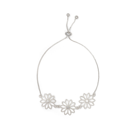 Silver plated featuring a trio of flowers