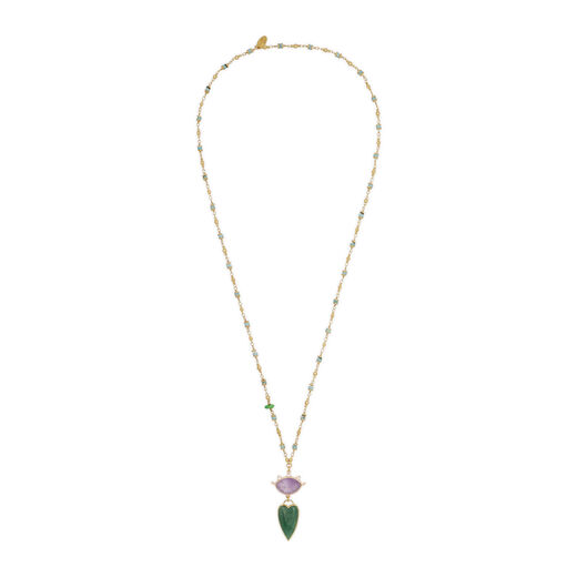 Green agate heart necklace by Katerina Psoma