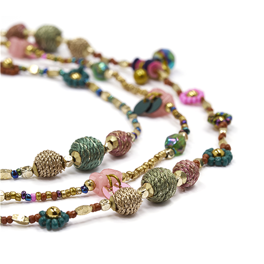 Three-layer bead necklace