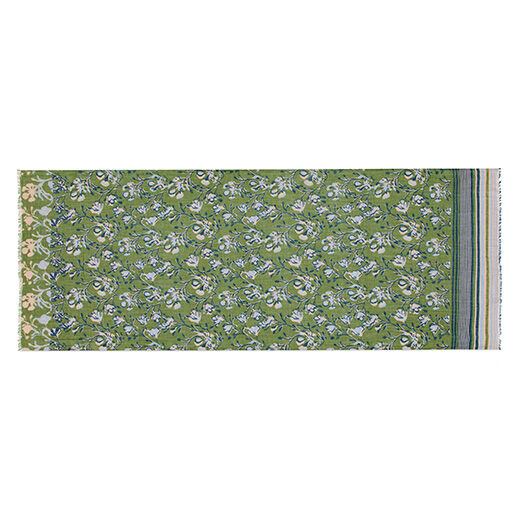 Green and blue floral cotton scarf