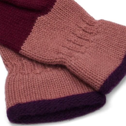 Pink and purple cashmere merino mittens