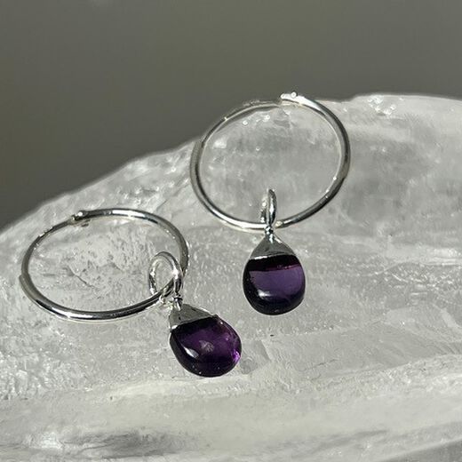 Amethyst hoop earrings by Mirabelle