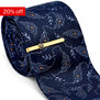 Navy leaf silk tie & gold tie pin