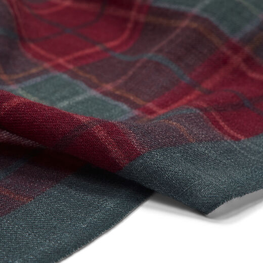 Red and blue checked wool scarf