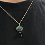 Labradorite and black onyx pendant necklace by Mirabelle