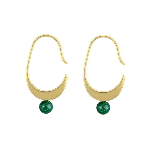 Crescent malachite earrings by Mounir