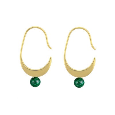 Crescent malachite earrings by Mounir