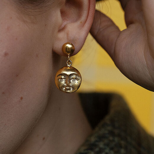 Moon face stud earrings by Ottoman Hands